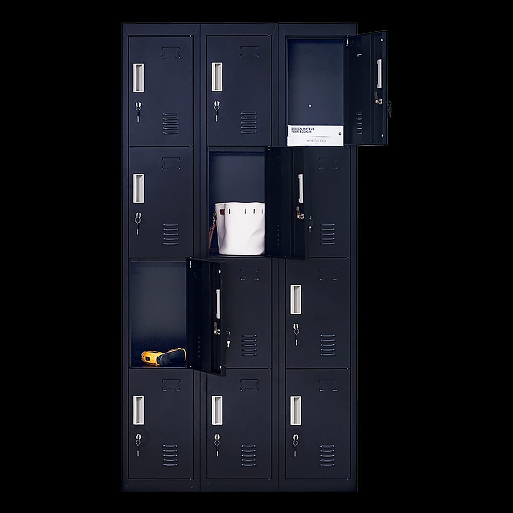 Office Locker 12 Door Black 3x4cm