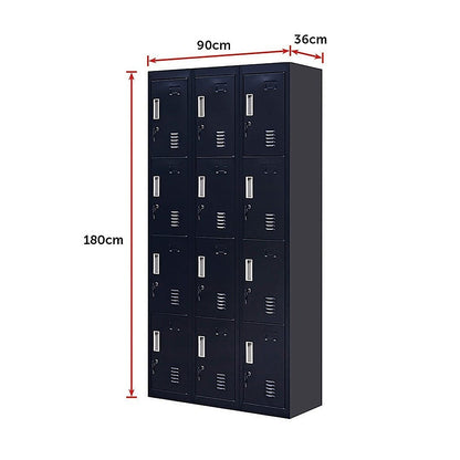Office Locker 12 Door Black 3x4cm