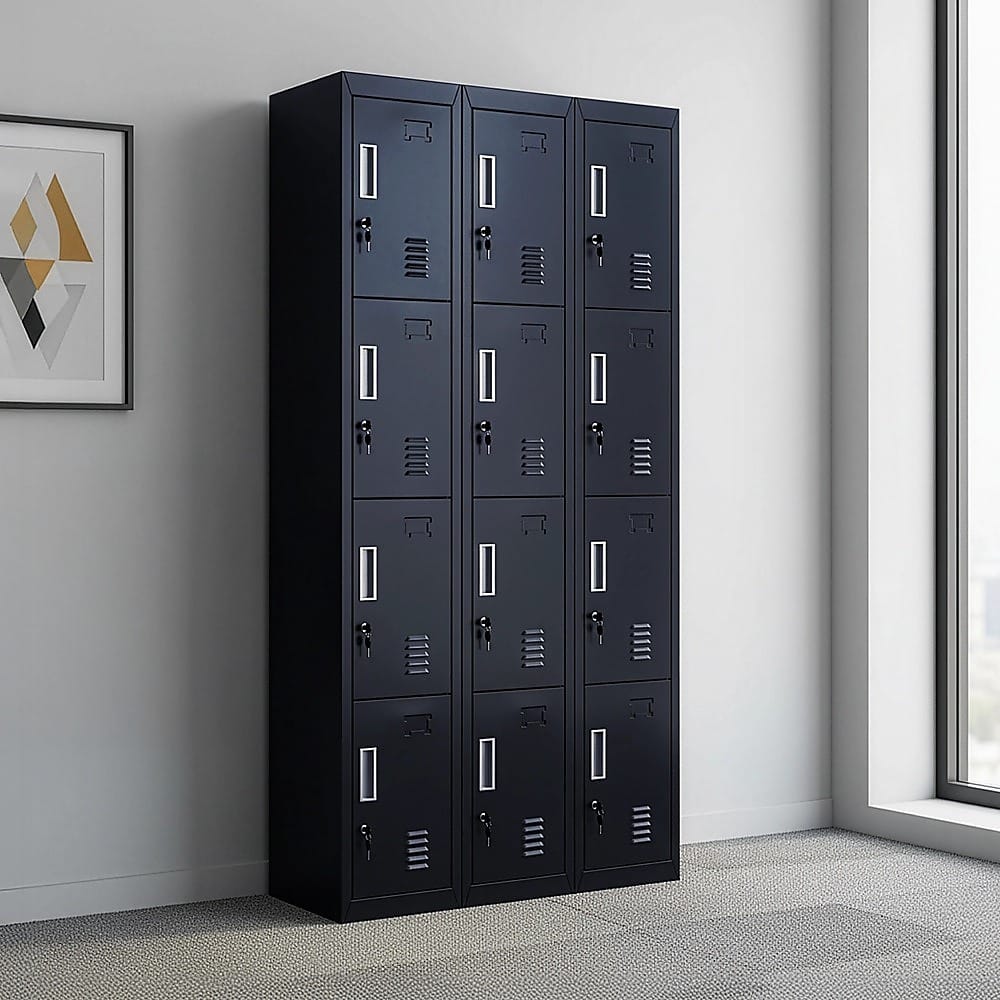 Office Locker 12 Door Black 3x4cm
