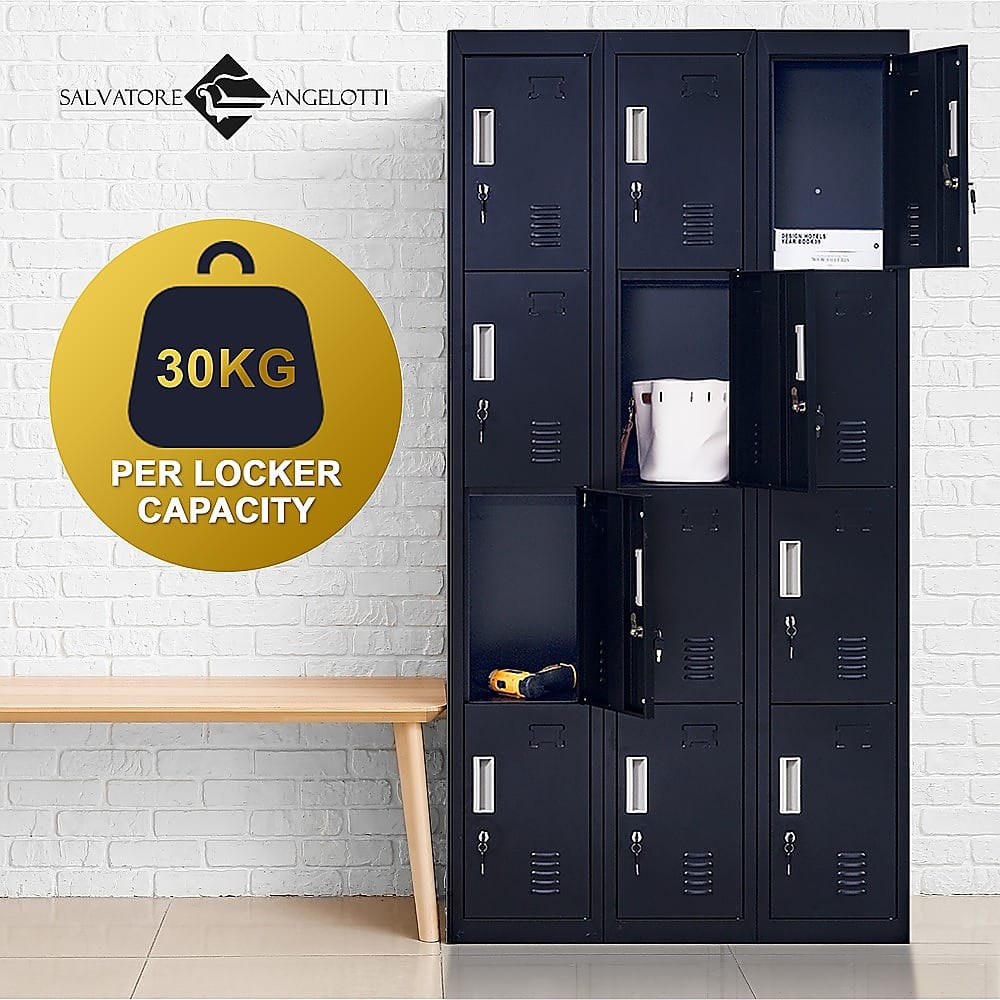 Office Locker 12 Door Black 3x4cm