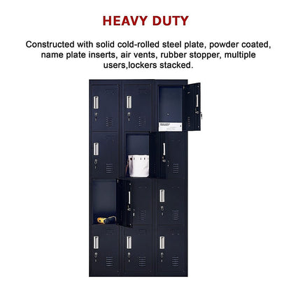 Office Locker 12 Door Black 3x4cm