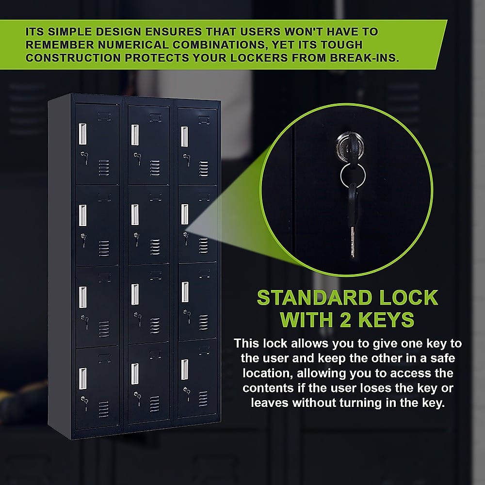 Office Locker 12 Door Black 3x4cm