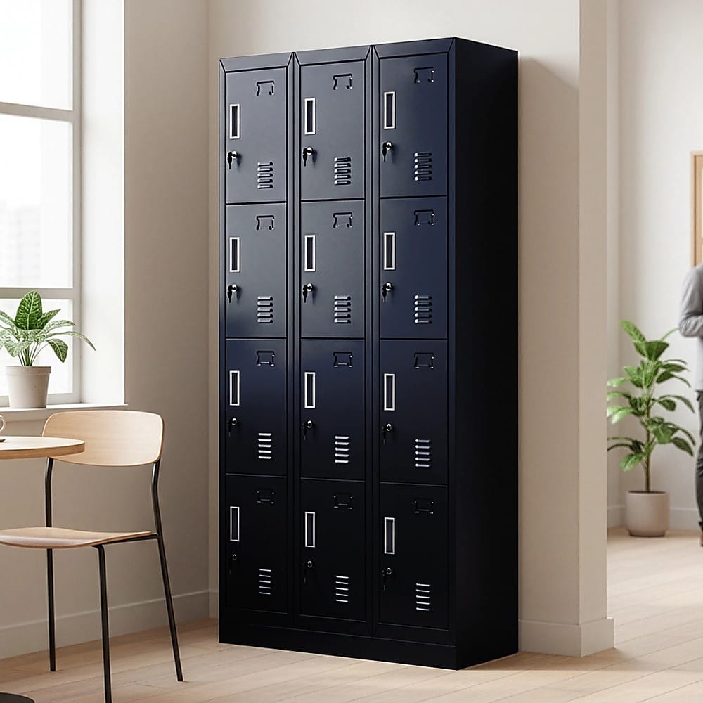Office Locker 12 Door Black 3x4cm