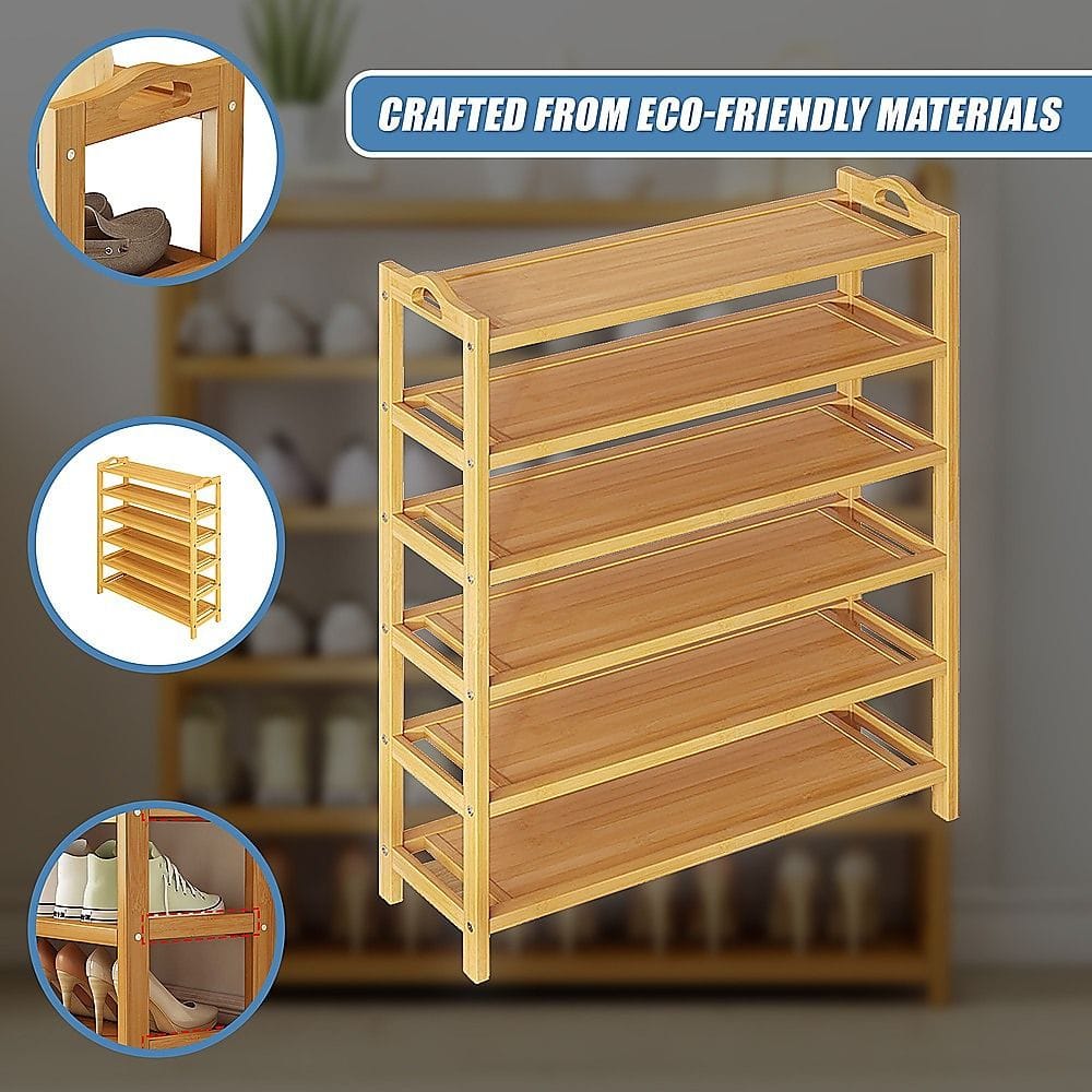 Bamboo Shoe Rack Storage 70x25x98cm