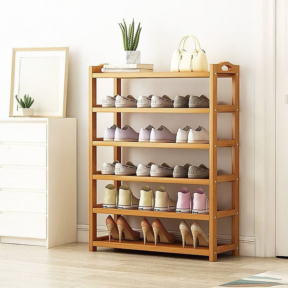 Bamboo Shoe Rack Storage 70x25x98cm