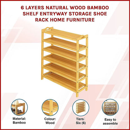 Bamboo Shoe Rack Storage 70x25x98cm