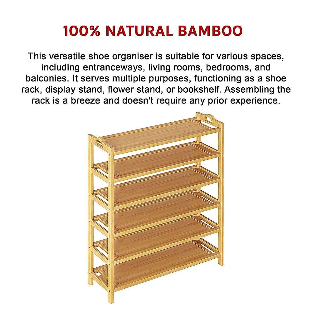 Bamboo Shoe Rack Storage 70x25x98cm