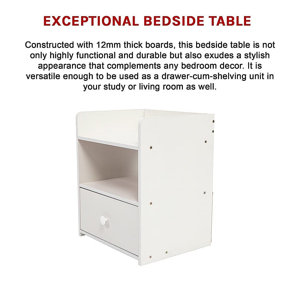 Bedside Table With Storage Drawer 36x30x45cm
