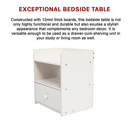Bedside Table With Storage Drawer 36x30x45cm