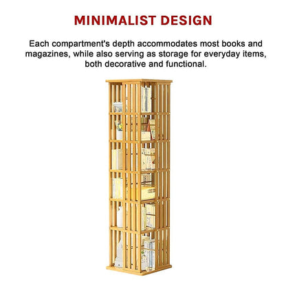 Bamboo Bookshelf 360 Rotating 37x37x178cm