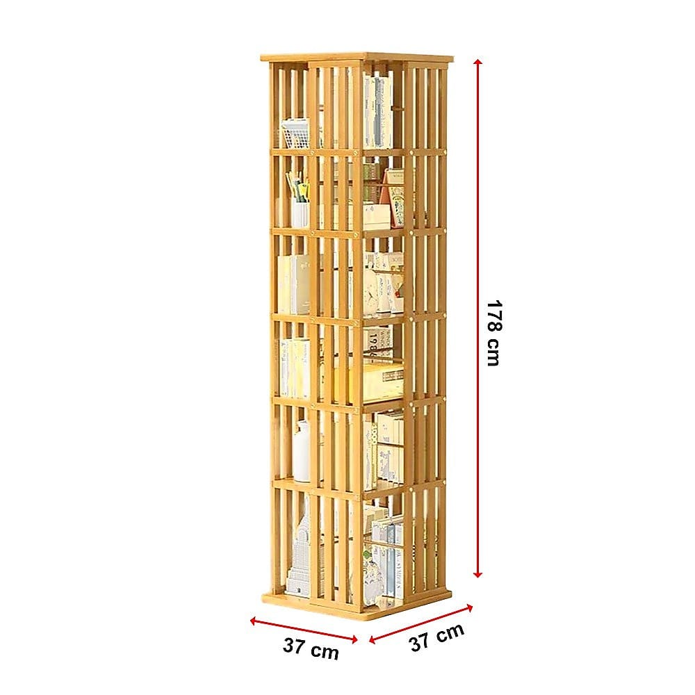 Bamboo Bookshelf 360 Rotating 37x37x178cm
