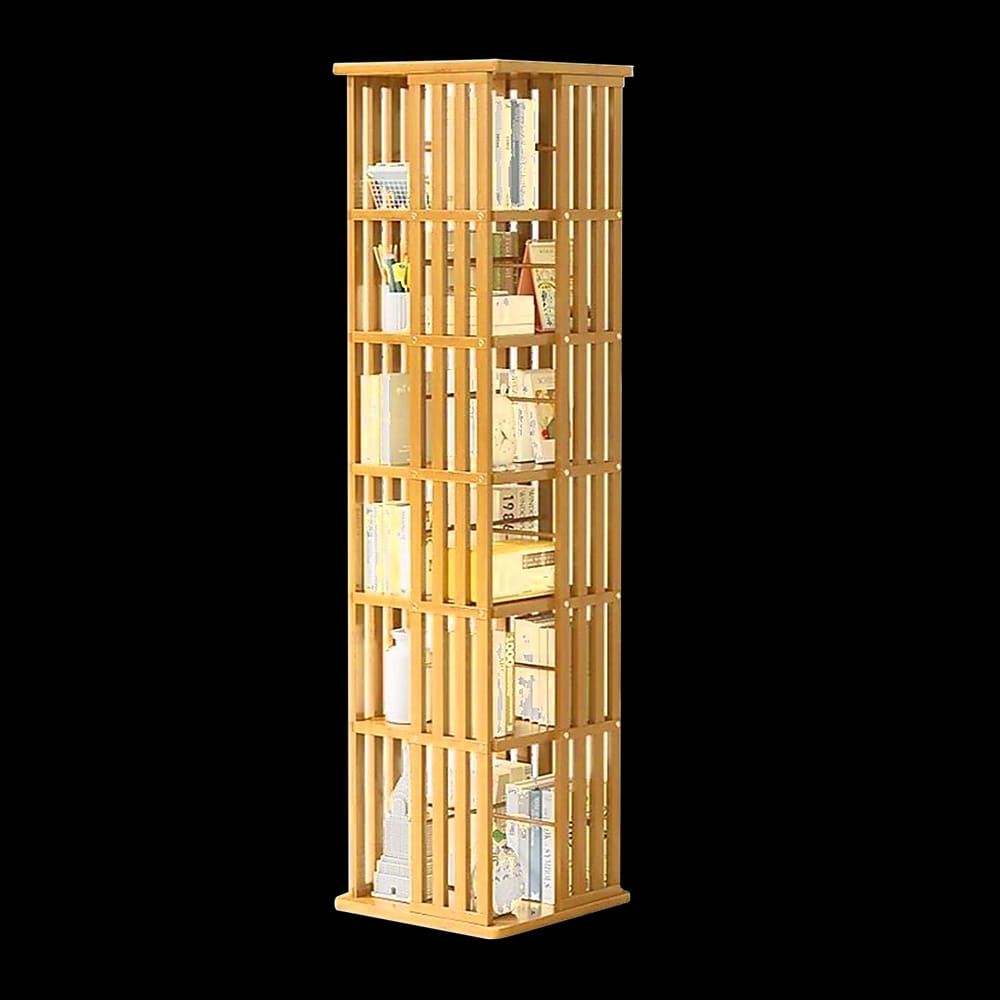 Bamboo Bookshelf 360 Rotating 37x37x178cm