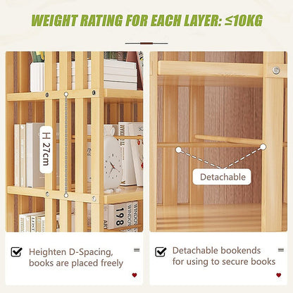 Bamboo Bookshelf 360 Rotating 37x37x178cm