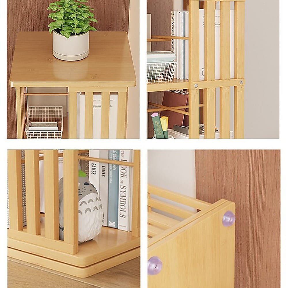 Bamboo Bookshelf 360 Rotating 37x37x178cm