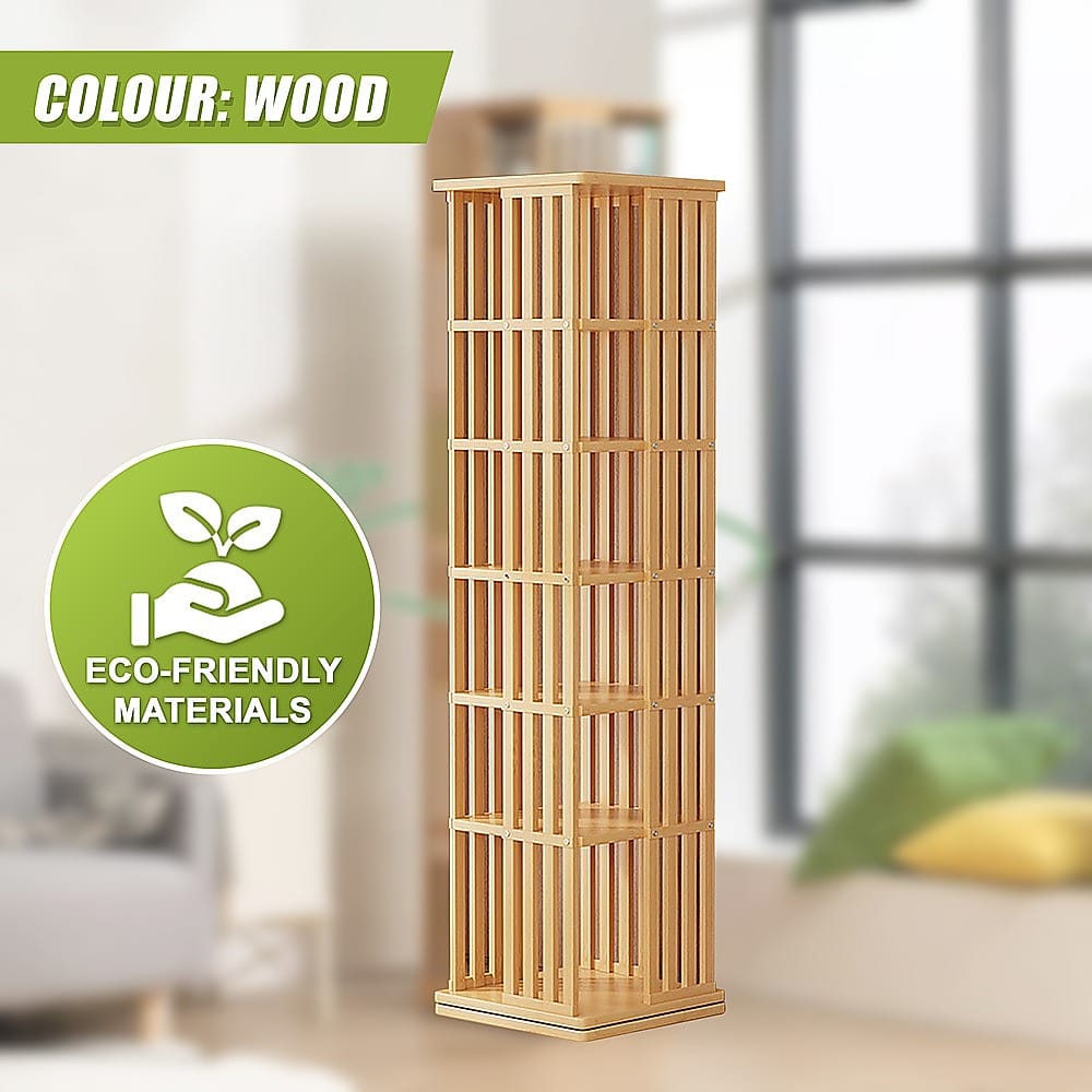 Bamboo Bookshelf 360 Rotating 37x37x178cm