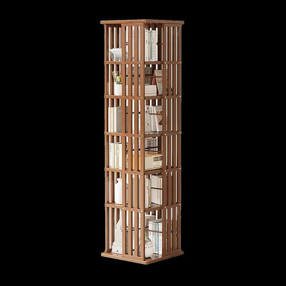 Bamboo Bookshelf Dark Wood Rotating 37x37x178cm