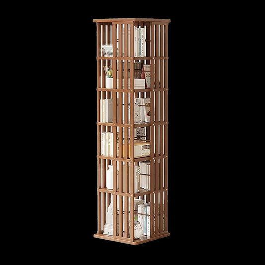 Bamboo Bookshelf Dark Wood Rotating 37x37x178cm