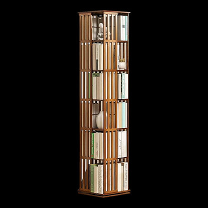 Bamboo Bookshelf Dark Wood Rotating 37x37x178cm