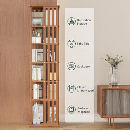 Bamboo Bookshelf Dark Wood Rotating 37x37x178cm