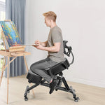 Adjustable Ergonomic Kneeling Chair With Backrest & Casters