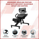 Adjustable Ergonomic Kneeling Chair With Backrest & Casters