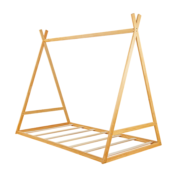  Kids Tent Montessori Toddler Floor Bed Wooden Bedframe Slat Support