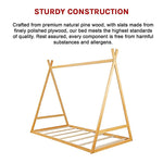 Kids Tent Montessori Toddler Floor Bed Wooden Bedframe Slat Support