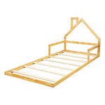 Kids Pine Wood Bed House Frame: Floor Style