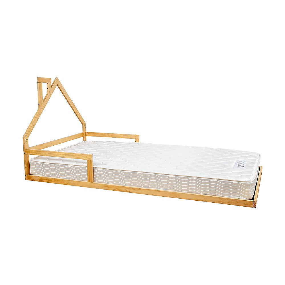 Pine Wood Floor Bed House Frame For Kids And Toddlers Slat Support