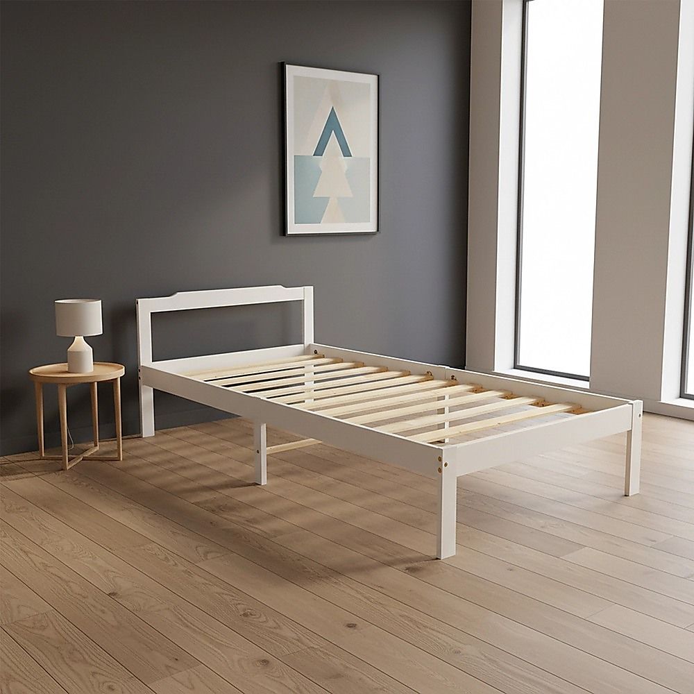 Natural Wooden Bed Frame Home Furniture Slat Support Wooden Frame