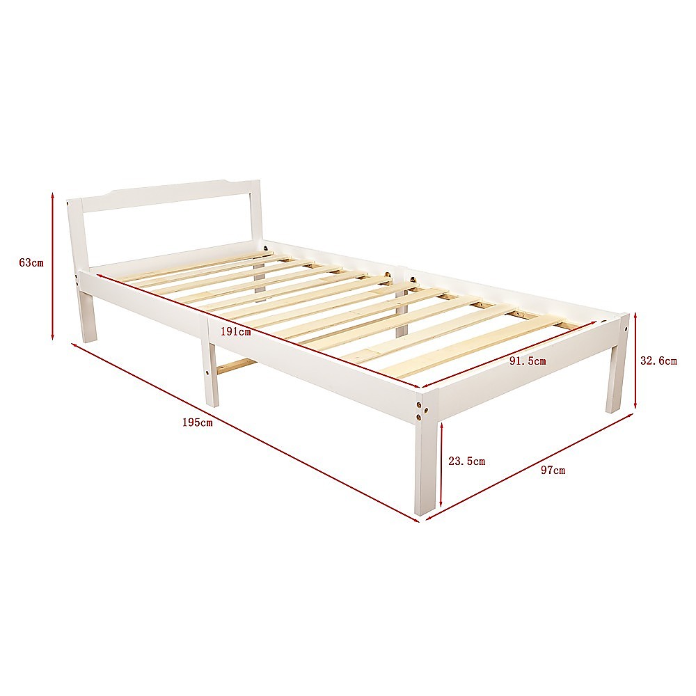 Natural Wooden Bed Frame Home Furniture Slat Support Wooden Frame