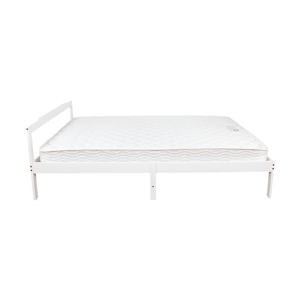 Double Wooden Bed Frame Home Furniture White Slat Support Wooden
