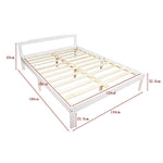 Double Wooden Bed Frame Home Furniture White Slat Support Wooden