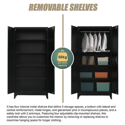 Metal Storage Cabinet Black 90x45x191cm