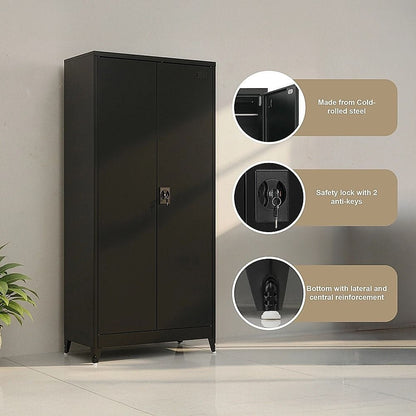 Metal Storage Cabinet Black 90x45x191cm