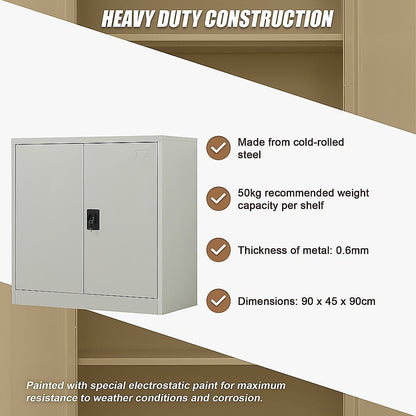 Metal Storage Cabinet Grey 90x45x90cm