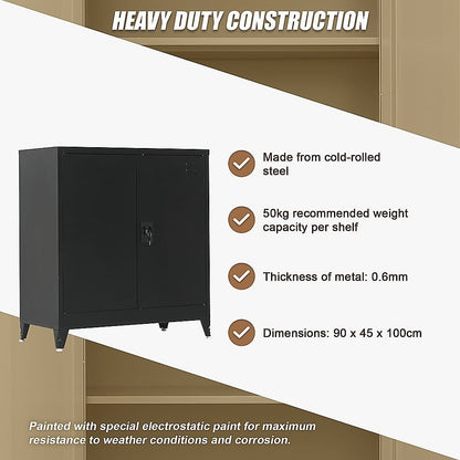 Metal Storage Cabinet Shelf 90x45x100cm