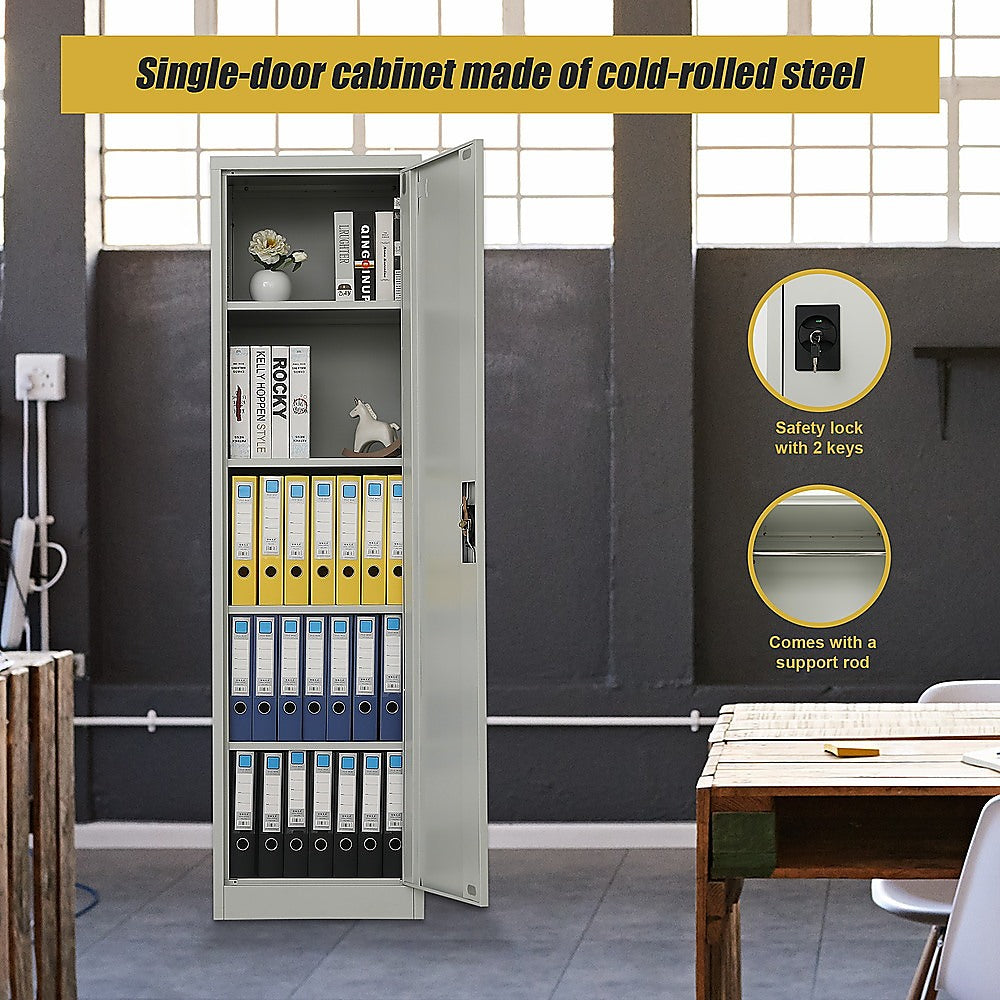 Single-Door Metal Tall Storage Cabinet For Home Office Or Gym