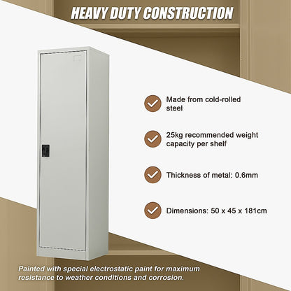 Single-Door Metal Tall Storage Cabinet For Home Office Or Gym