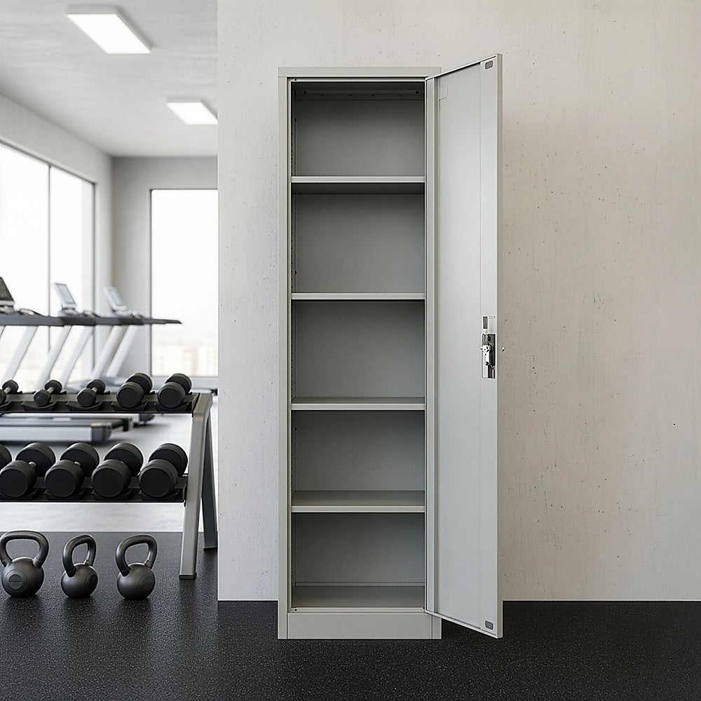 Single-Door Metal Tall Storage Cabinet For Home Office Or Gym