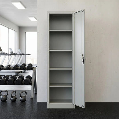 Single-Door Metal Tall Storage Cabinet For Home Office Or Gym