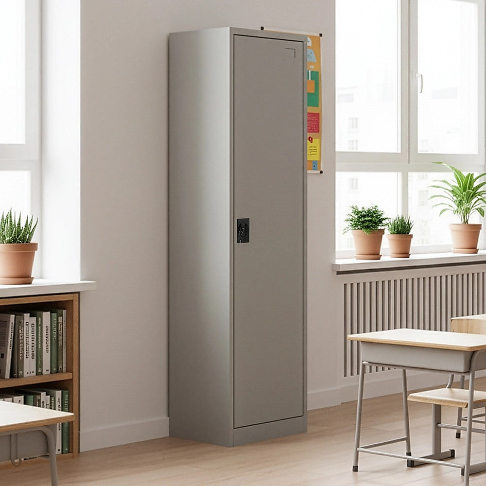 Single-Door Metal Tall Storage Cabinet For Home Office Or Gym