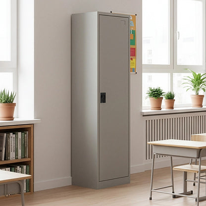 Single-Door Metal Tall Storage Cabinet For Home Office Or Gym