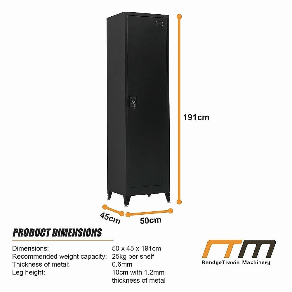 Tall Metal Storage Cabinet Black 50x45x191cm