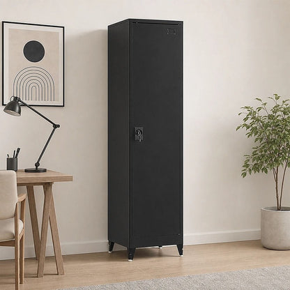 Tall Metal Storage Cabinet Black 50x45x191cm