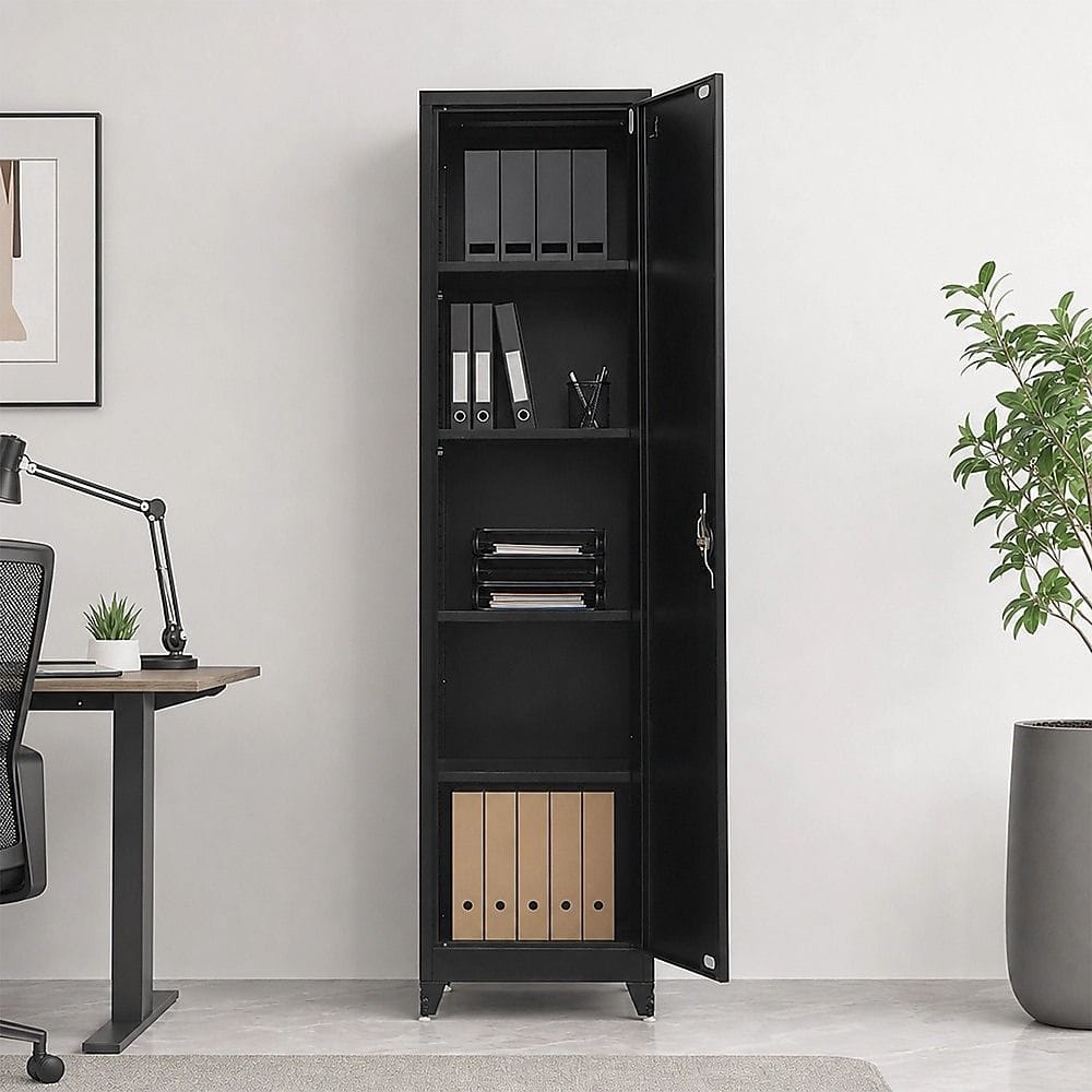 Tall Metal Storage Cabinet Black 50x45x191cm