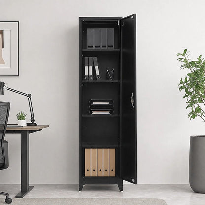 Tall Metal Storage Cabinet Black 50x45x191cm