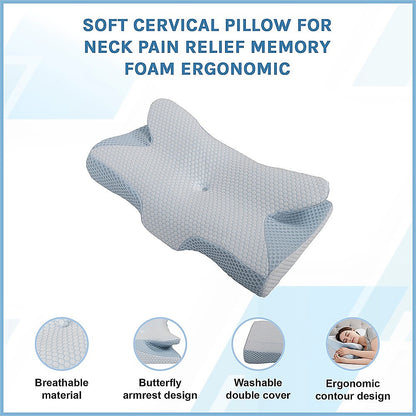 Soft Cervical Pillow For Neck Pain Relief Memory Foam Ergonomic