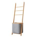 Grey Wall Leaning Shelf With Laundry Hamper