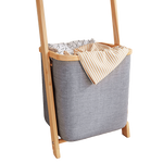 Grey Wall Leaning Shelf With Laundry Hamper